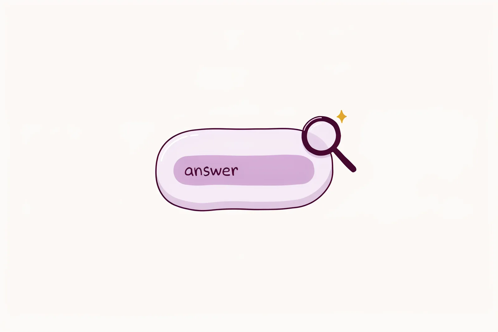 Illustration of a magnifying glass over an answer bubble, representing Answer Engine Optimization